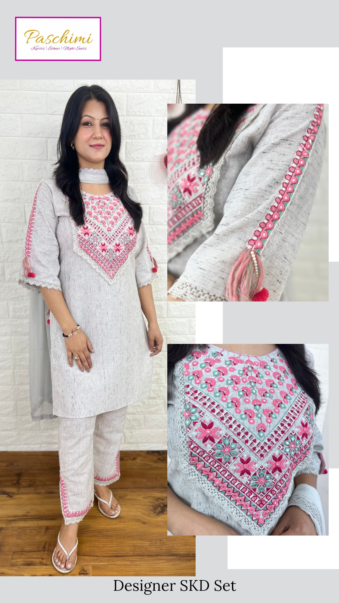 Plain Emboidered Suit Set