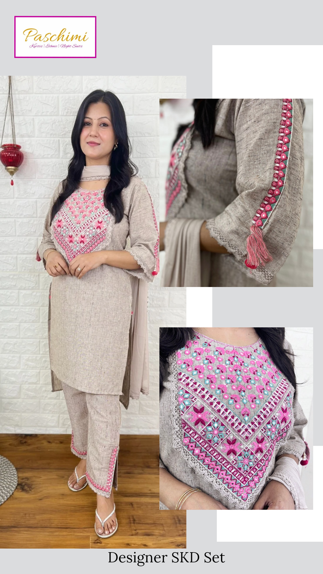 Plain Emboidered Suit Set