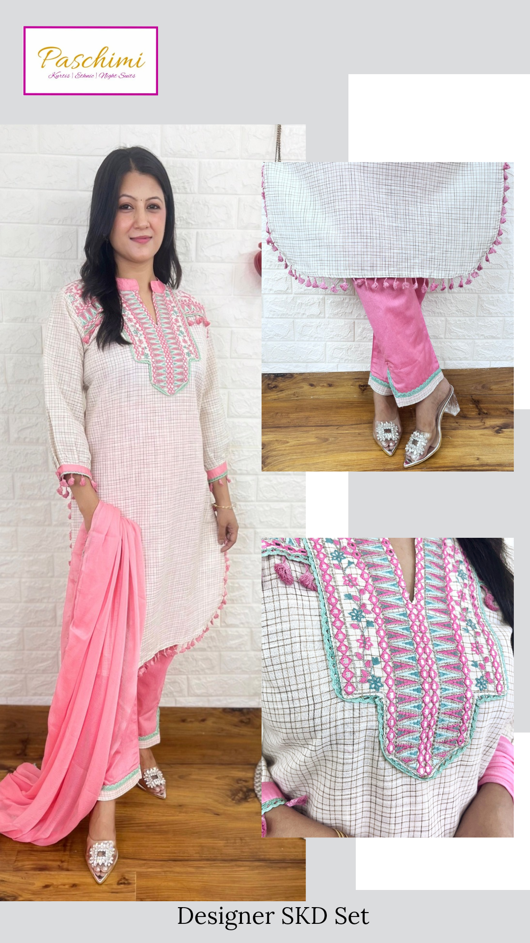 Plain Emboidered Suit Set