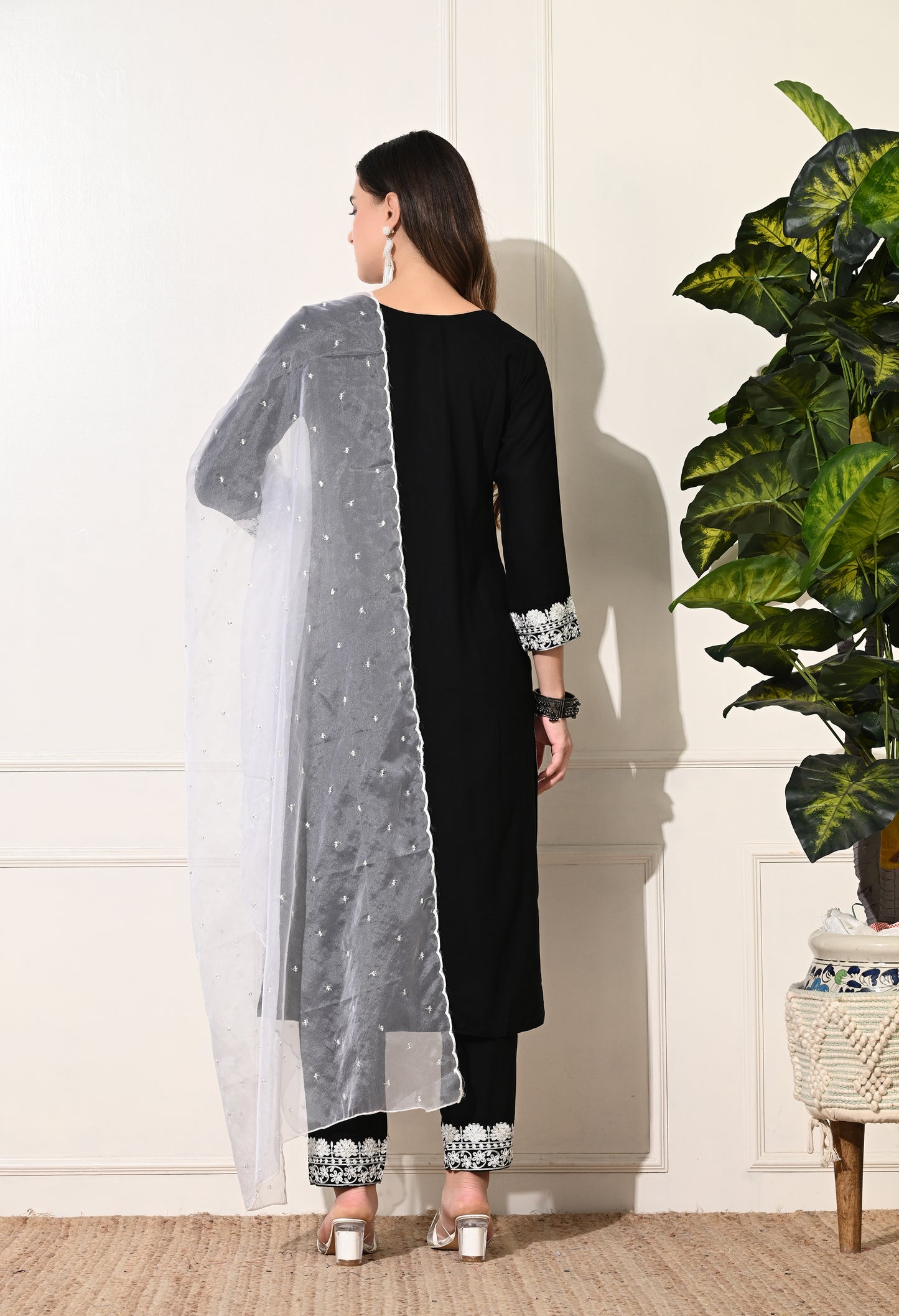 Black Rayon Kurta Suit Set