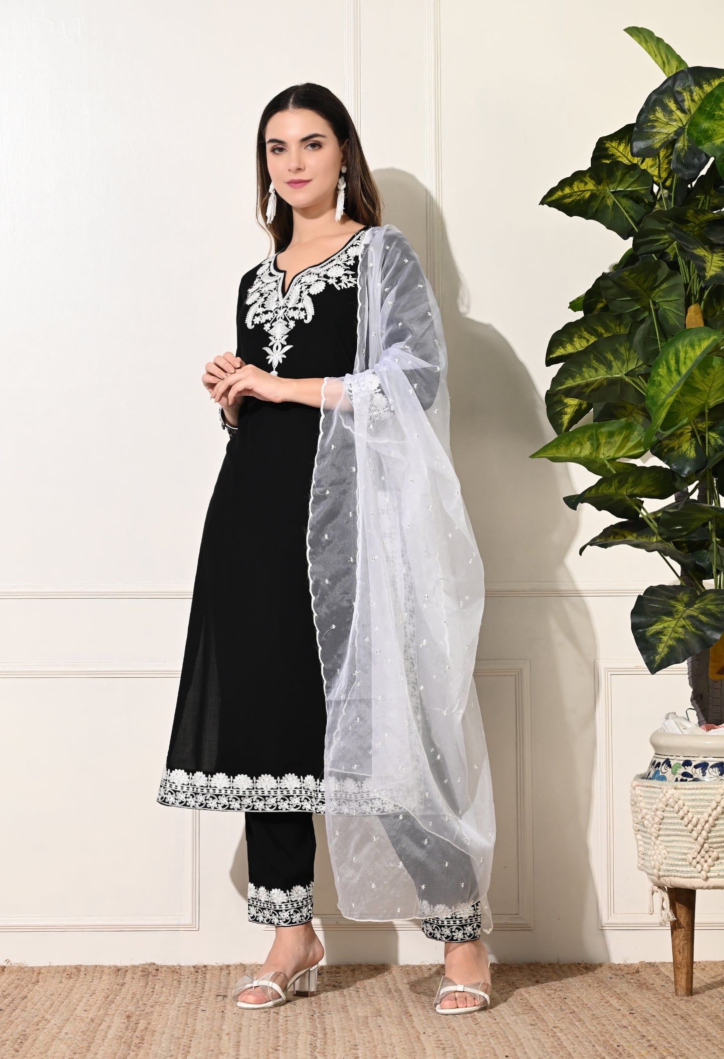 Black Rayon Kurta Suit Set