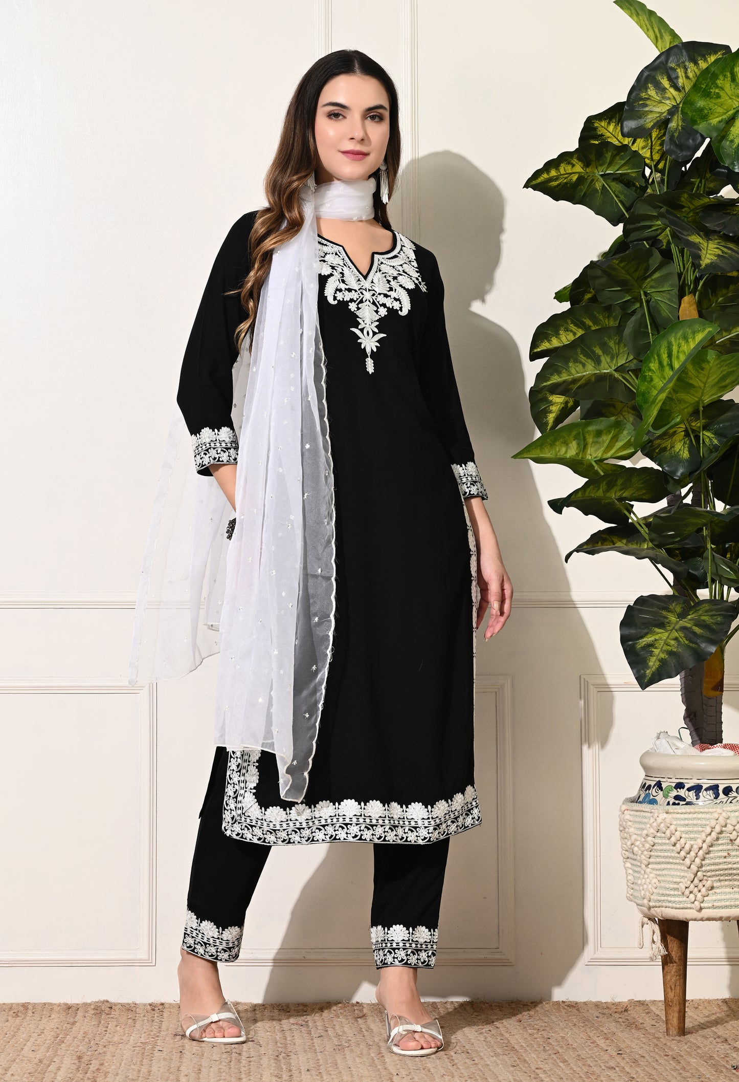 Black Rayon Kurta Suit Set