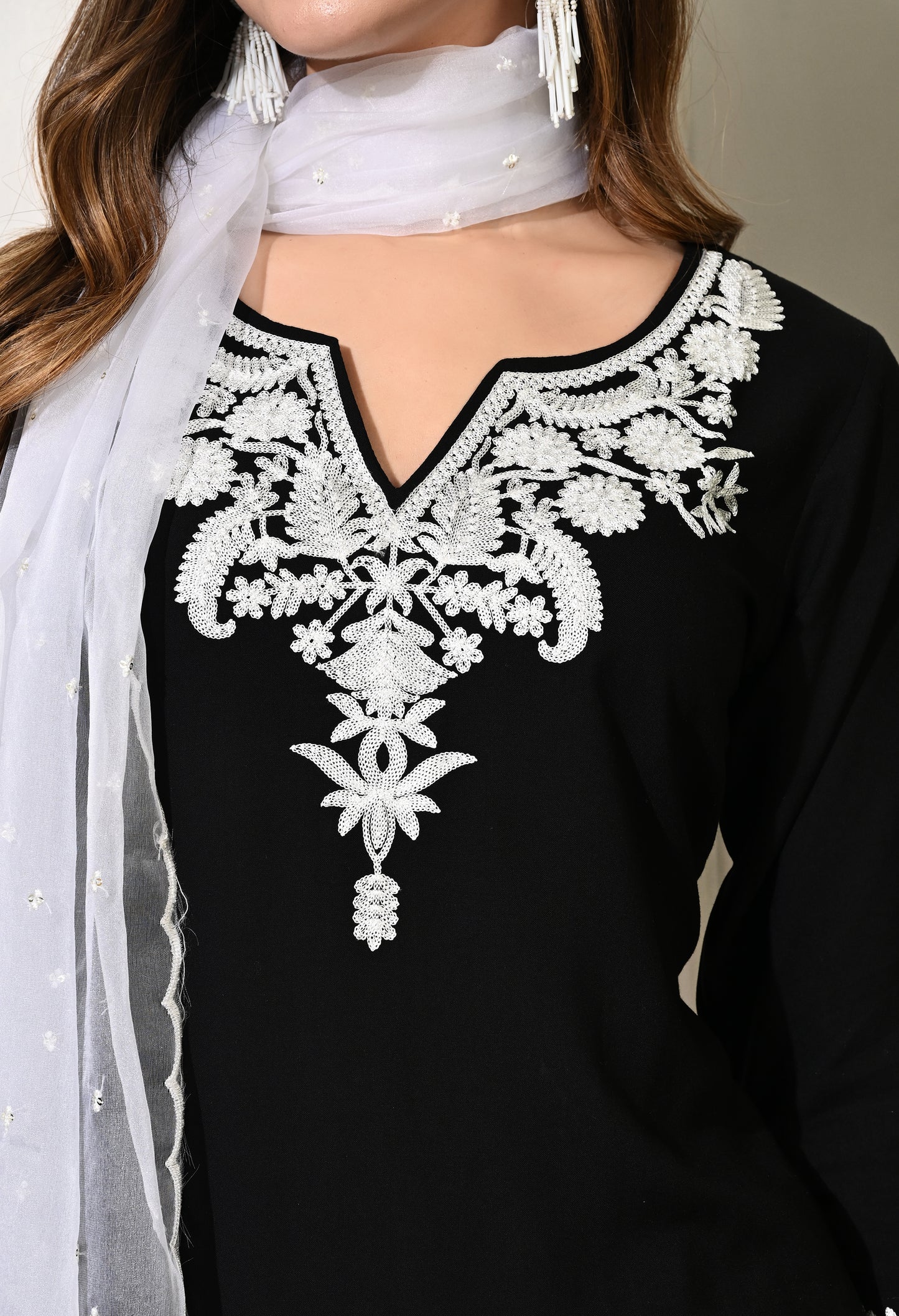 Black Rayon Kurta Suit Set