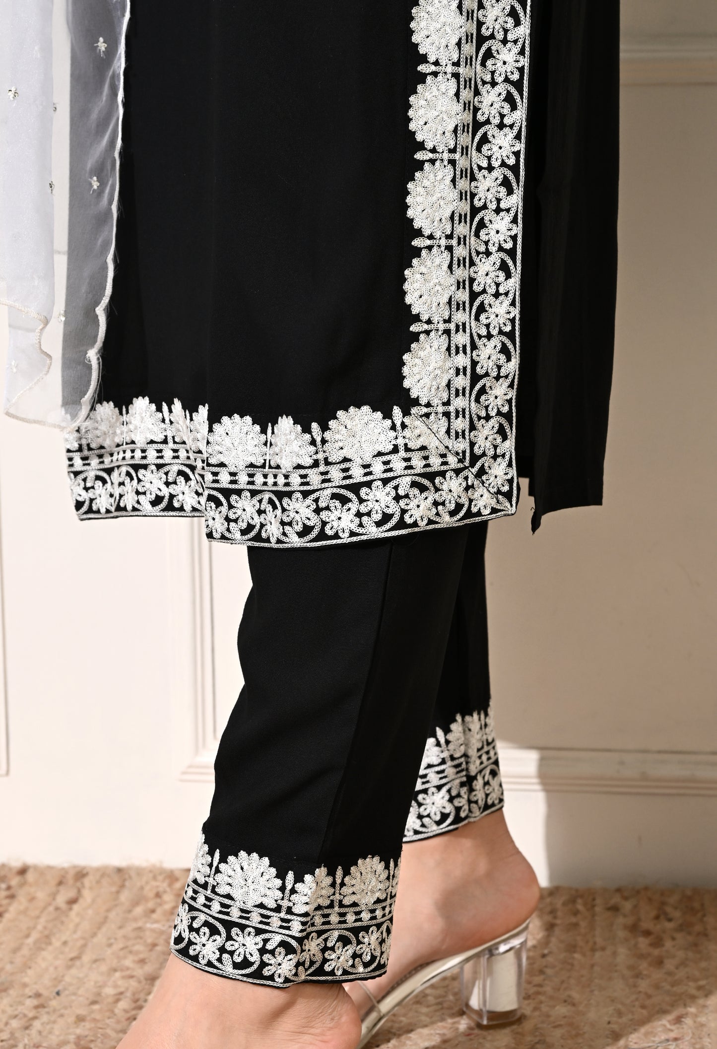 Black Rayon Kurta Suit Set