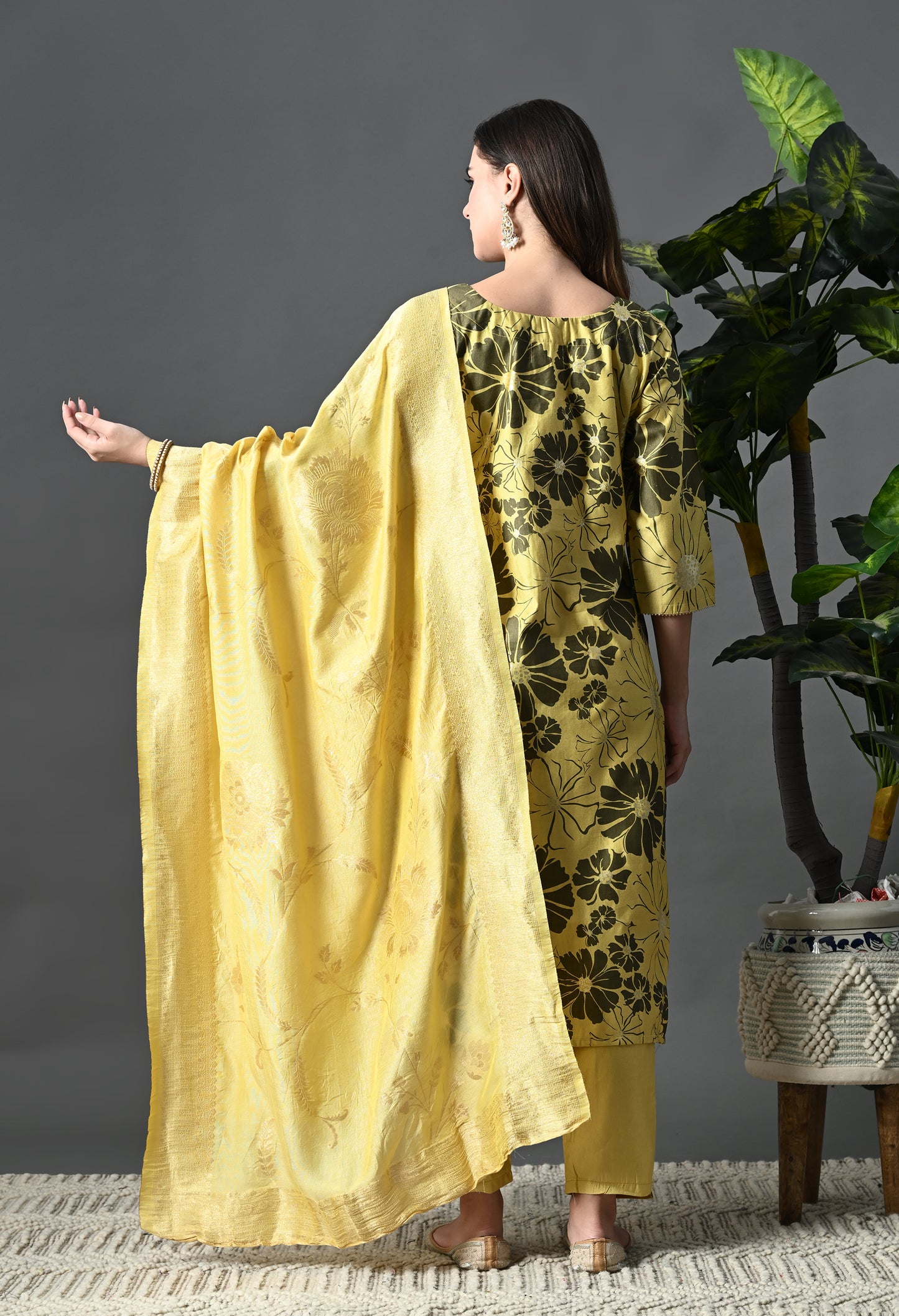 Yellow Vatican Silk Kurta Suit Set