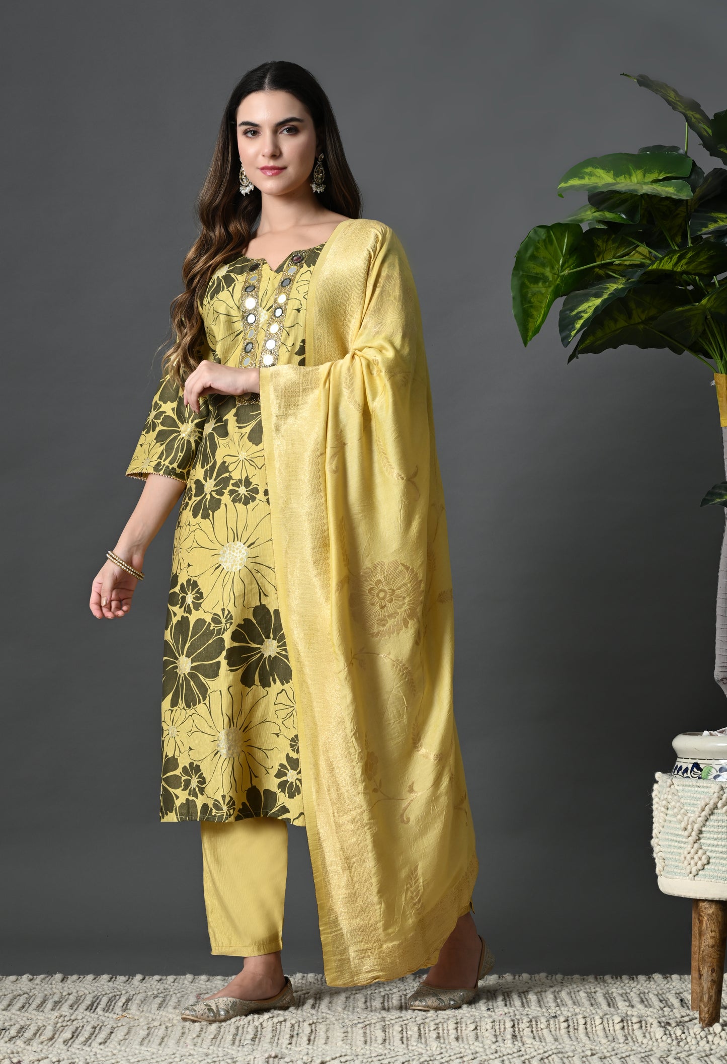 Yellow Vatican Silk Kurta Suit Set
