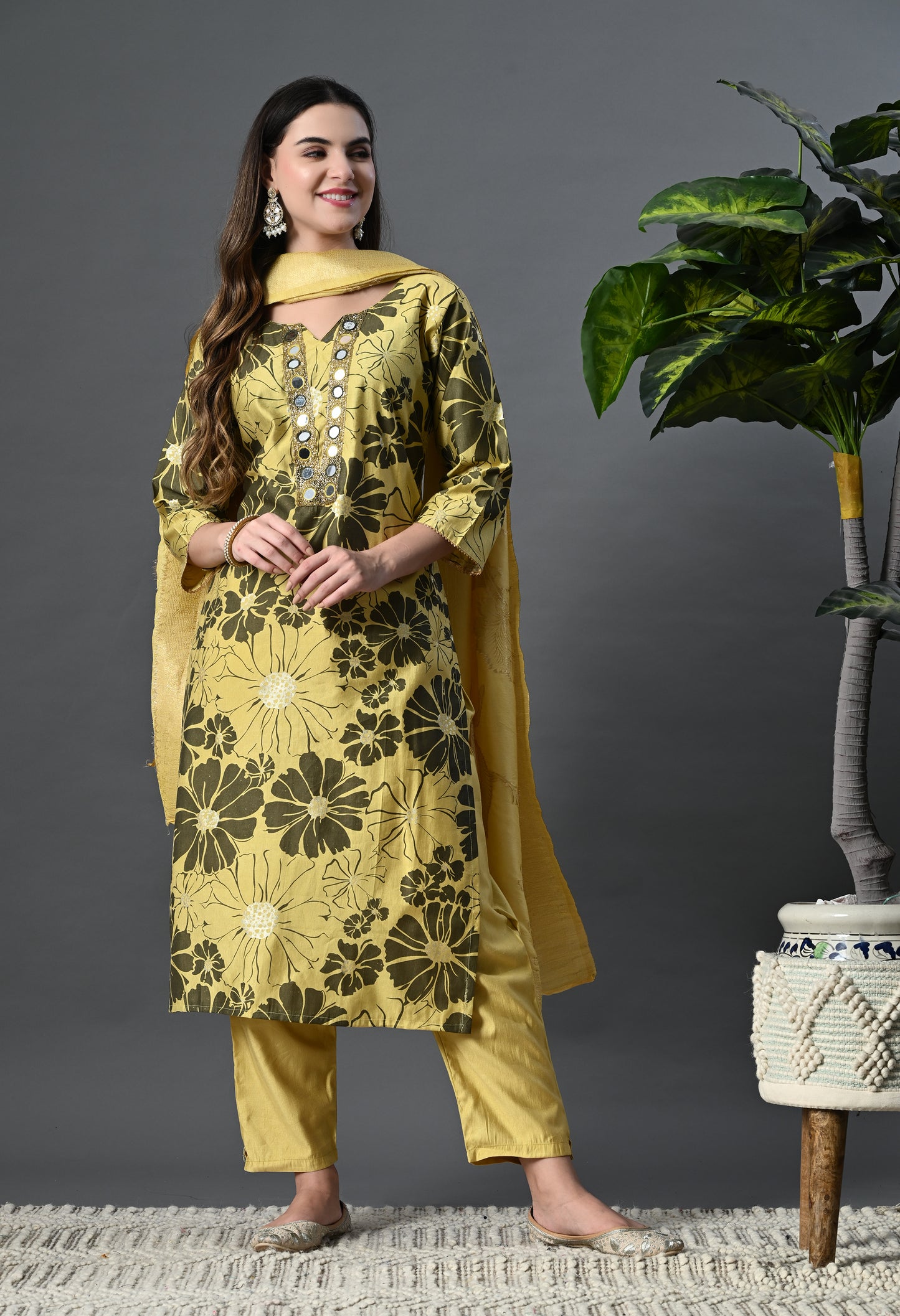 Yellow Vatican Silk Kurta Suit Set