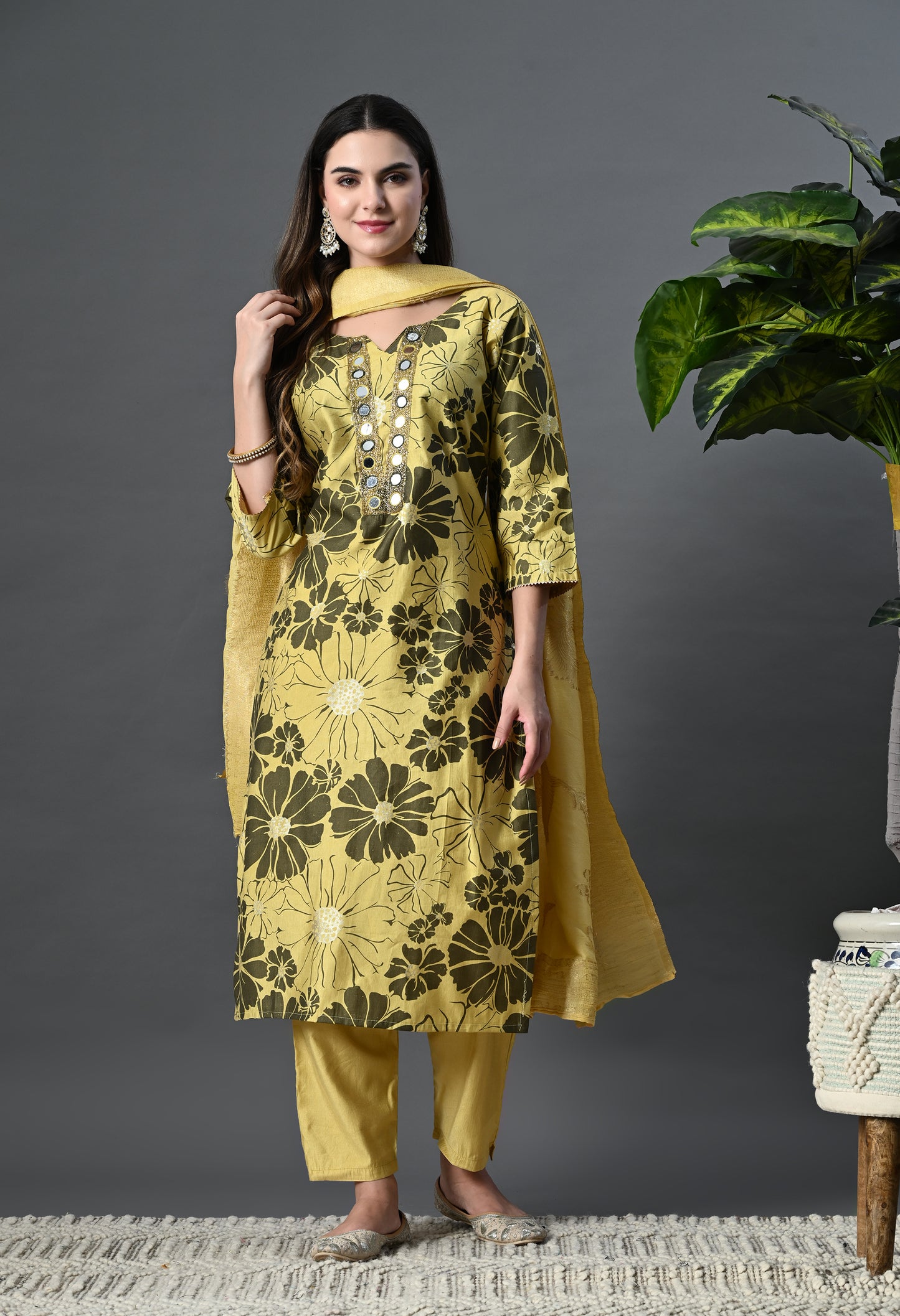 Yellow Vatican Silk Kurta Suit Set