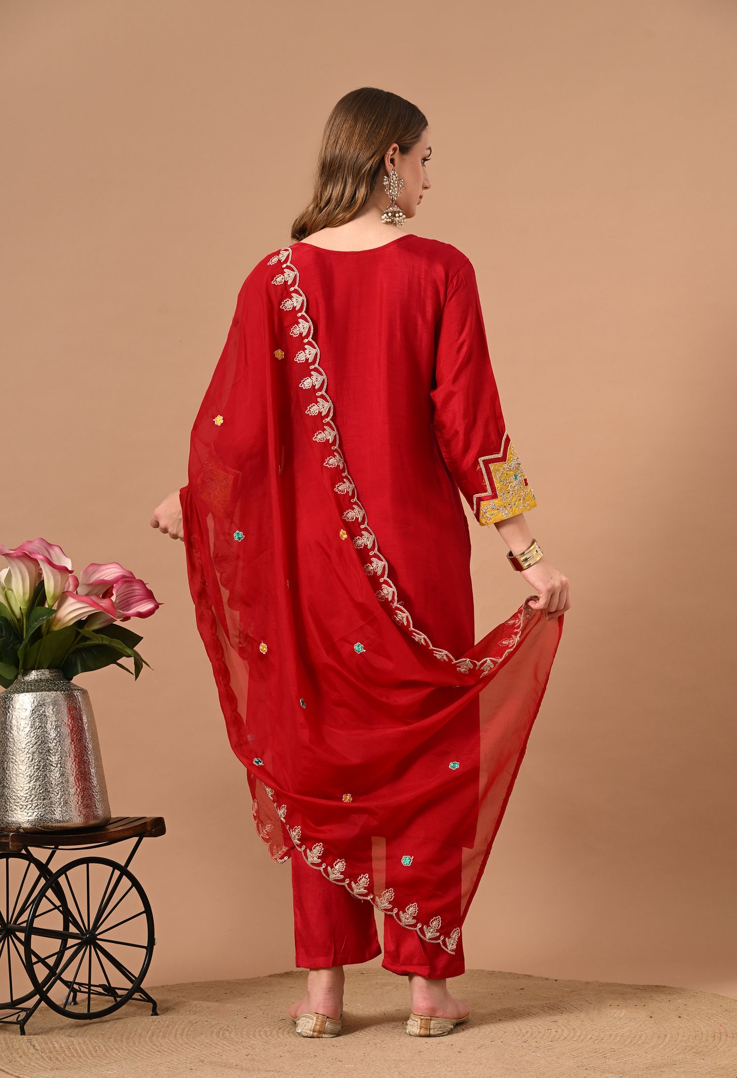 Magenta Silk Kurta Suit Set