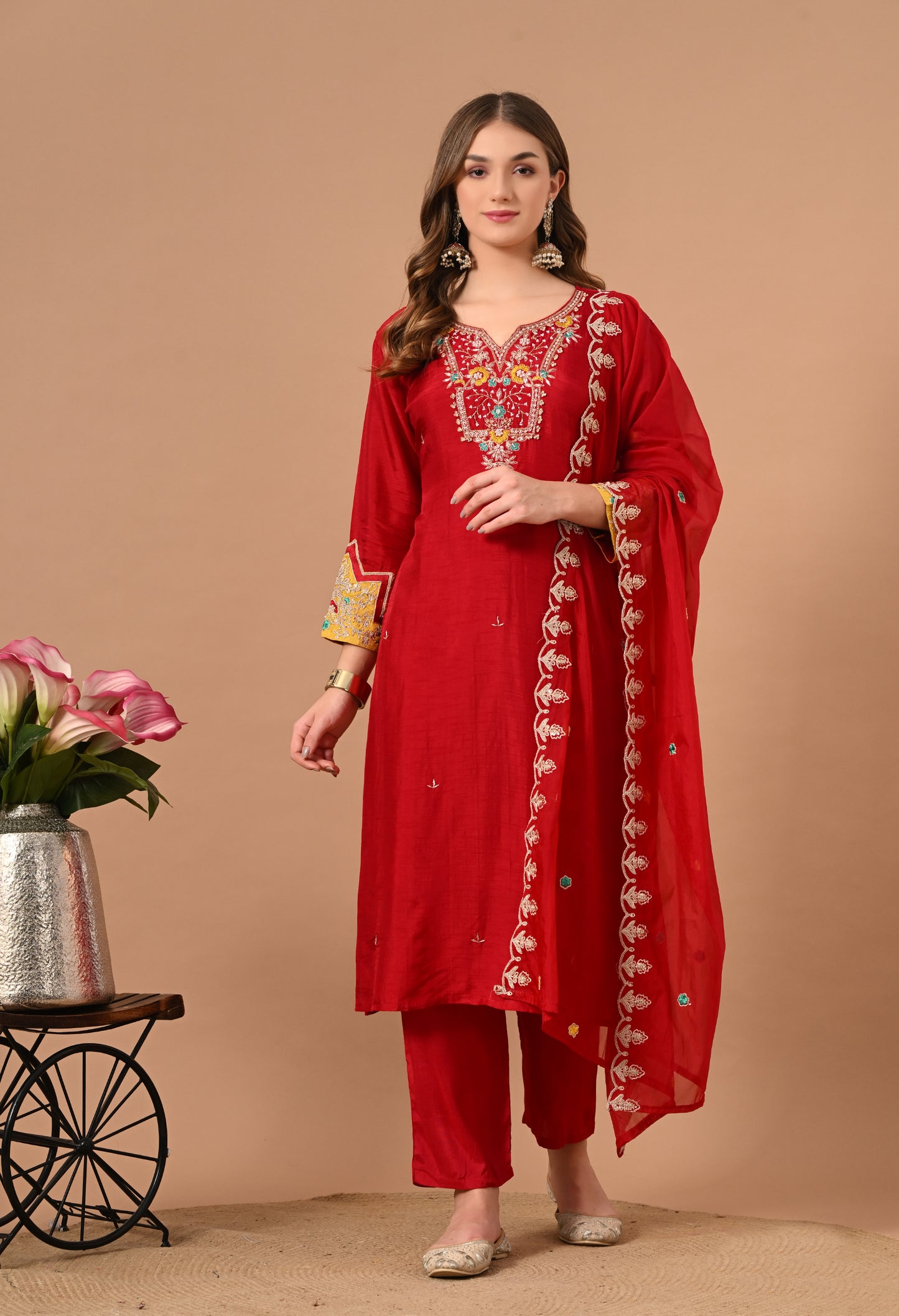 Magenta Silk Kurta Suit Set
