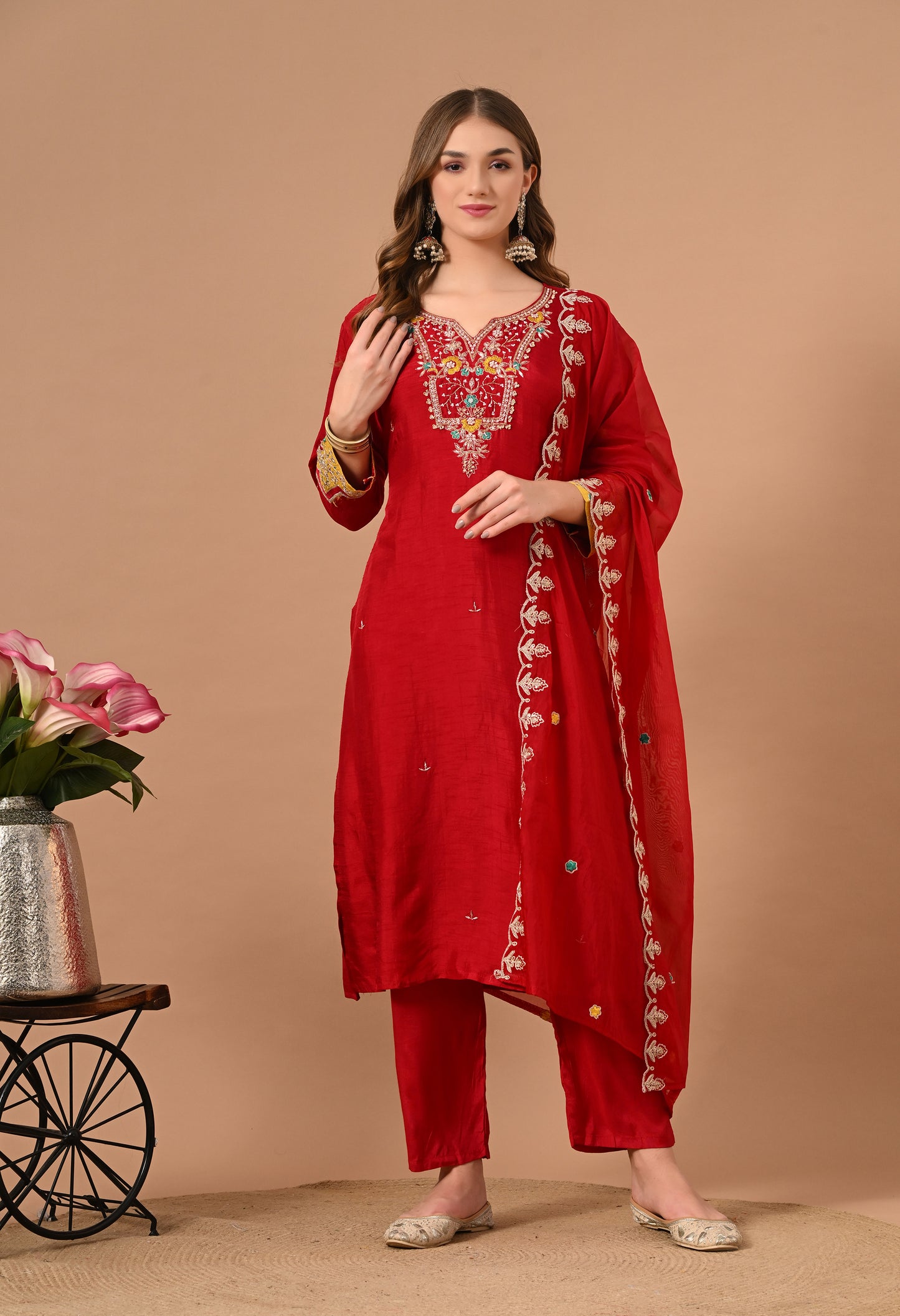 Magenta Silk Kurta Suit Set