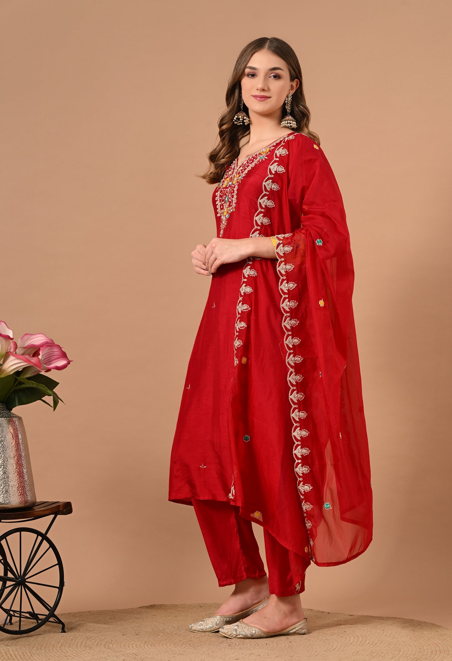 Magenta Silk Kurta Suit Set