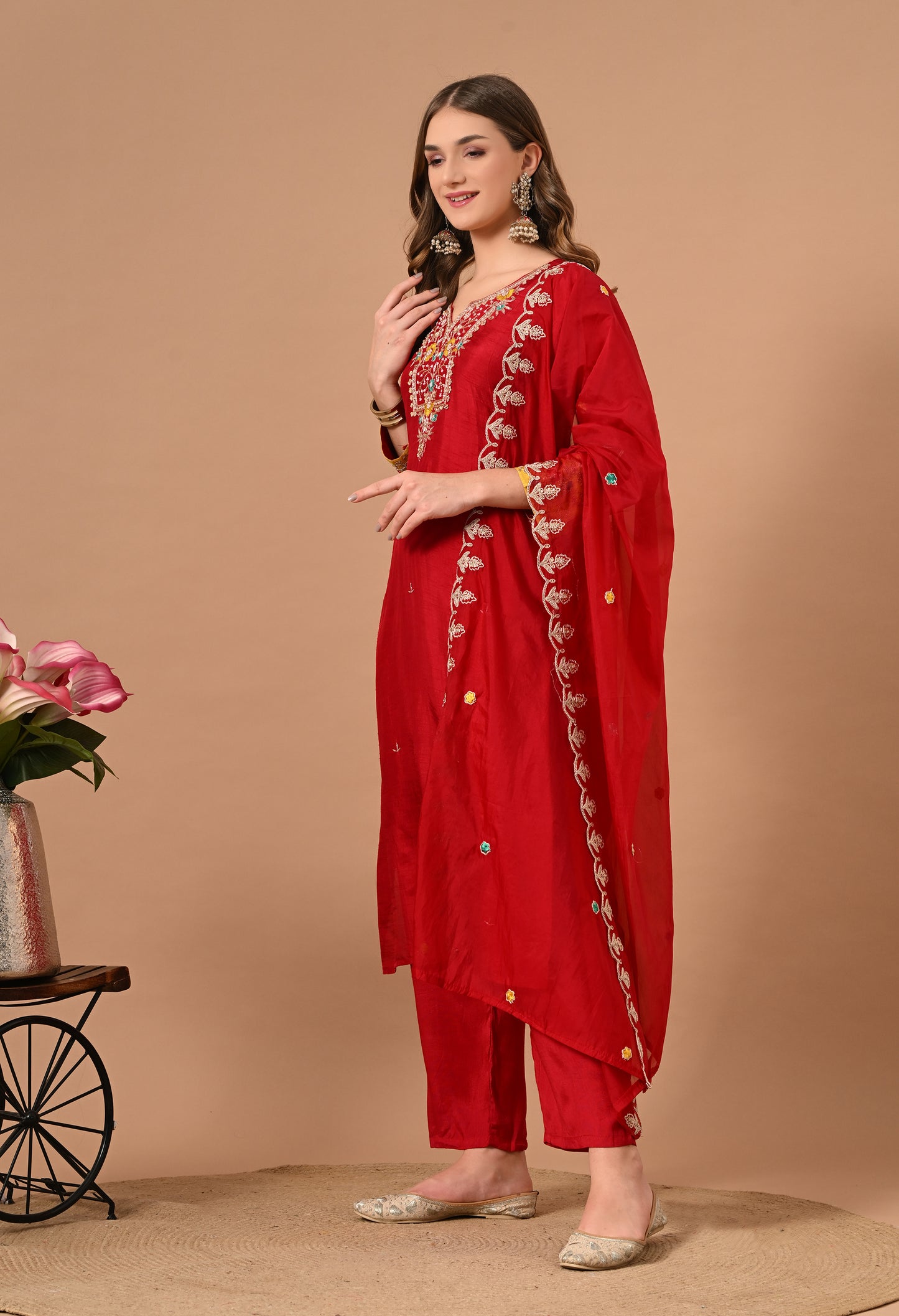 Magenta Silk Kurta Suit Set