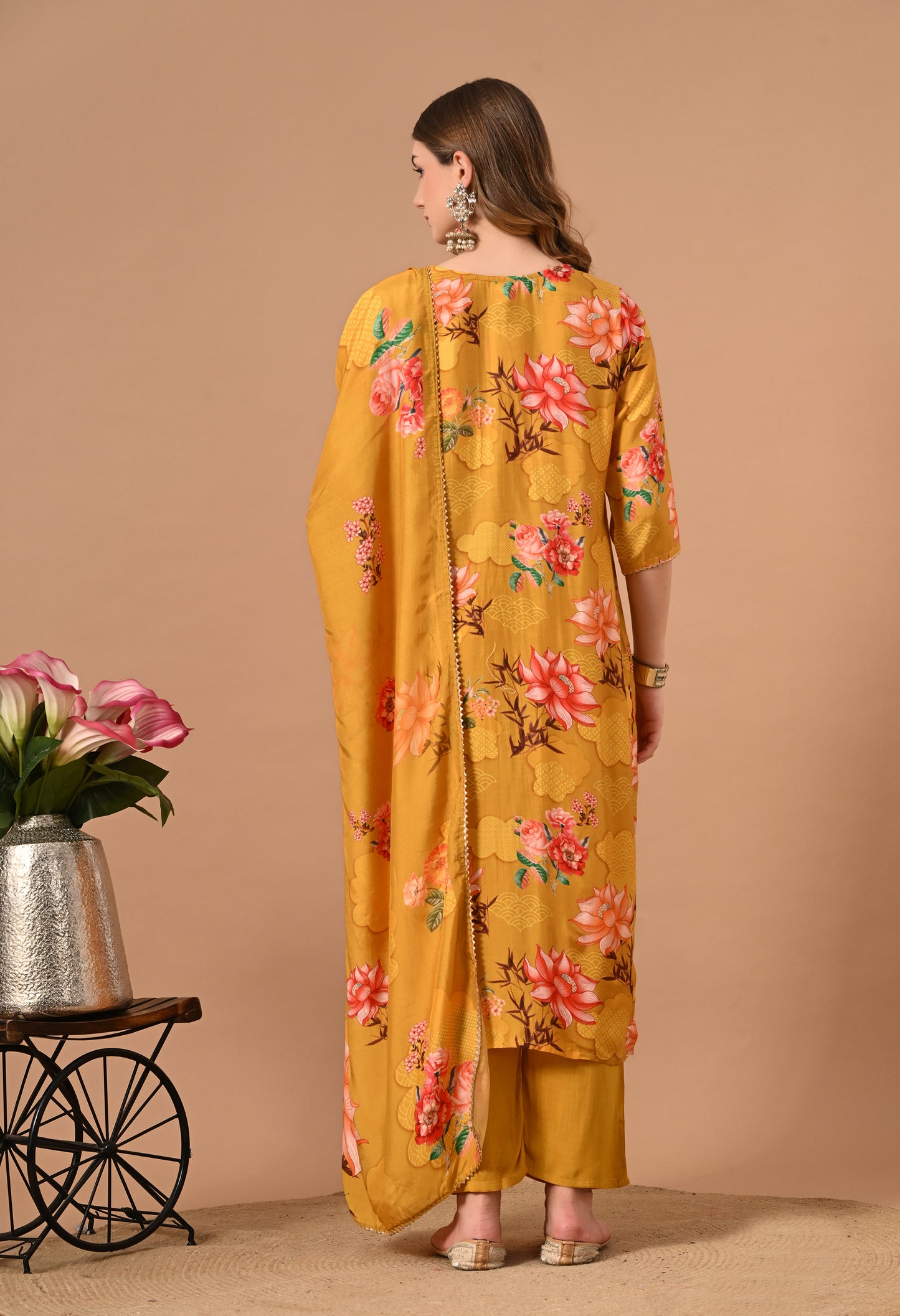 Yellow Pure Muslin Kurta Suit Set