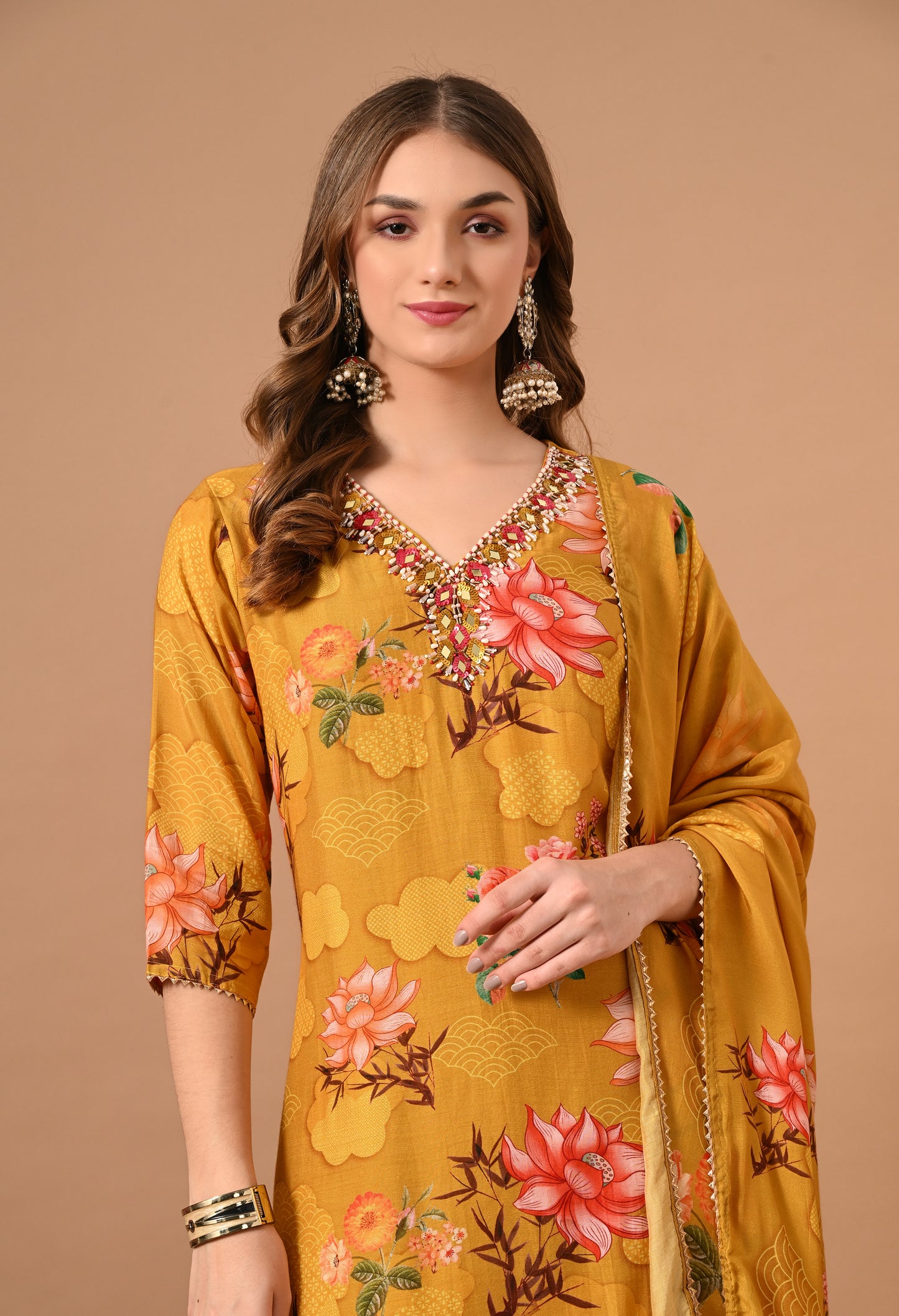 Yellow Pure Muslin Kurta Suit Set