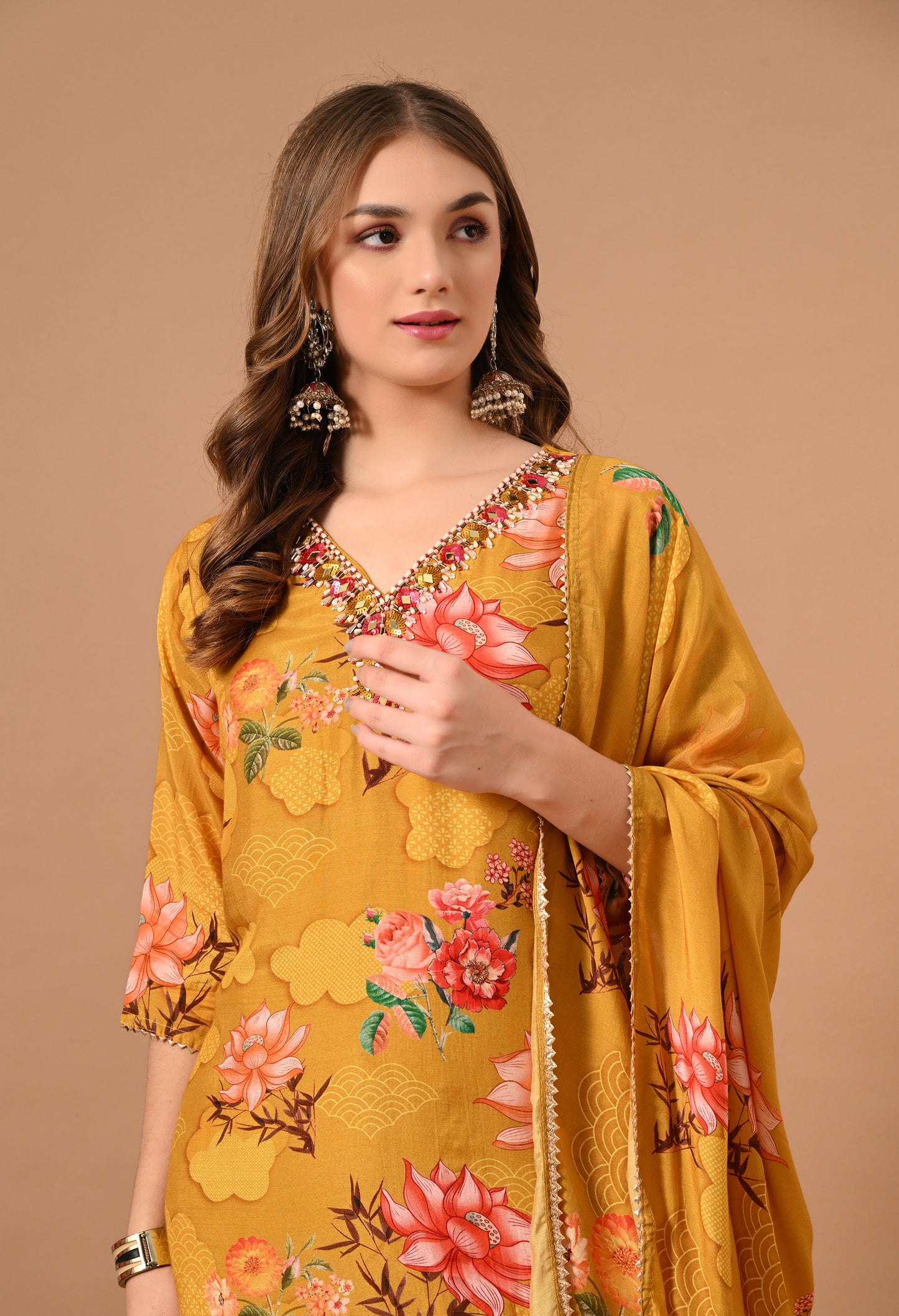 Yellow Pure Muslin Kurta Suit Set