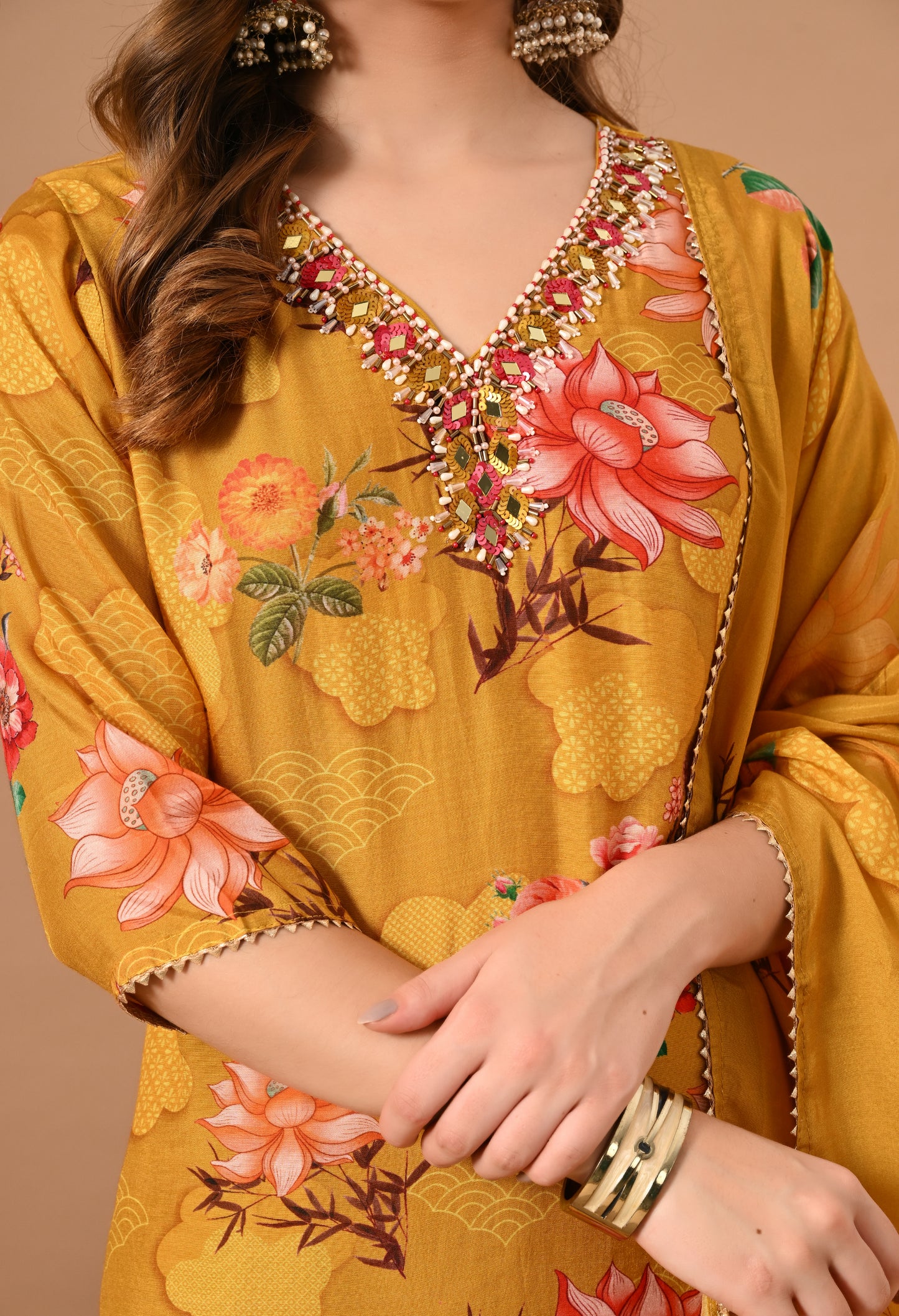 Yellow Pure Muslin Kurta Suit Set
