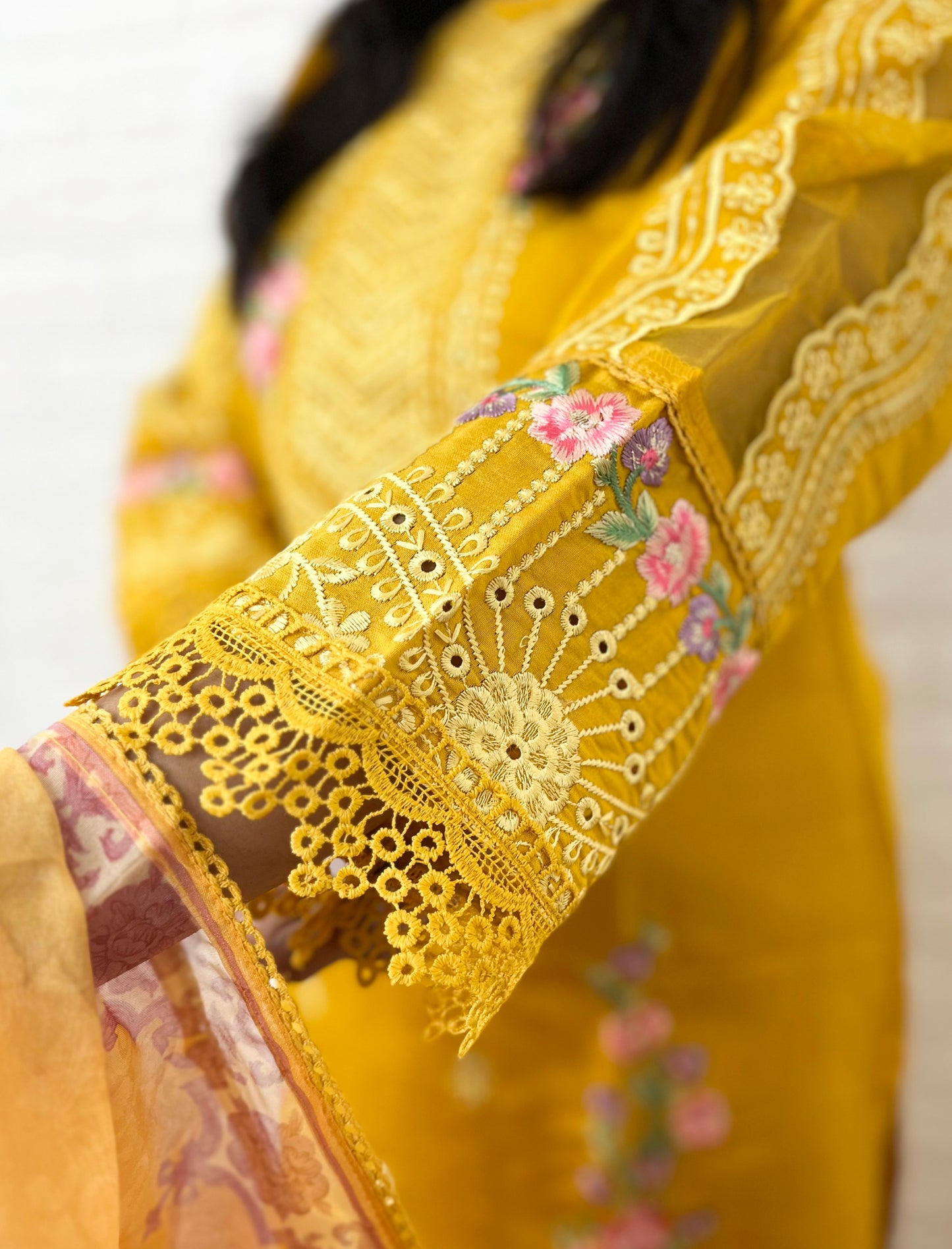 Yellow Silk Straight Suit Set