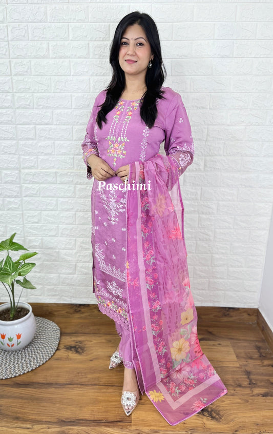 Muave Straight Kurta Suit Set