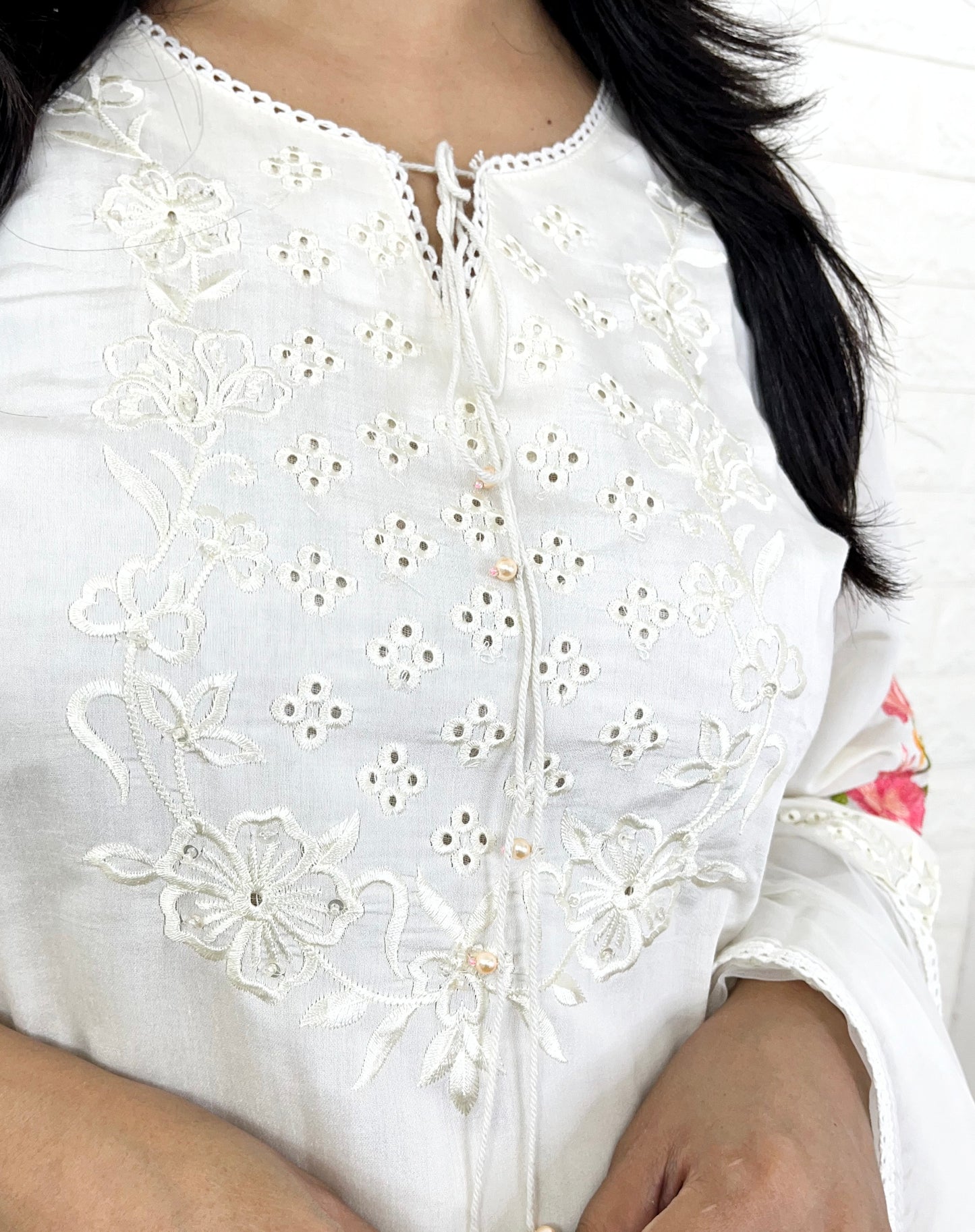 Off White Cotton Suit Set