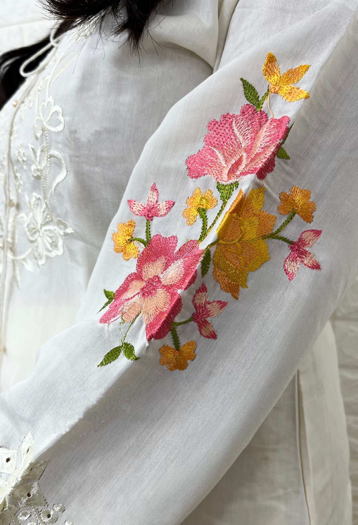 Off White Cotton Suit Set