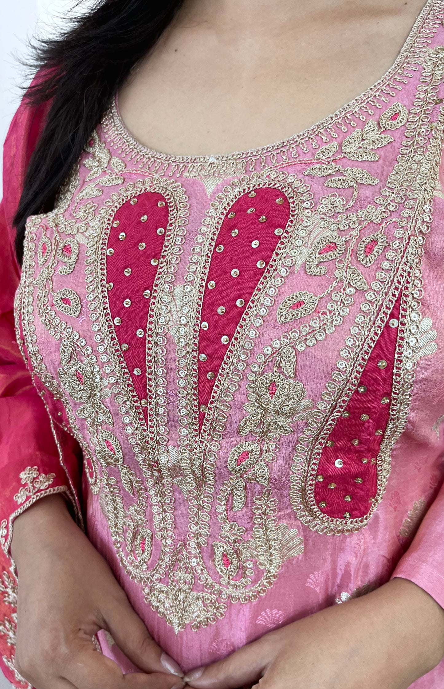Pink Banarasi Suit Set