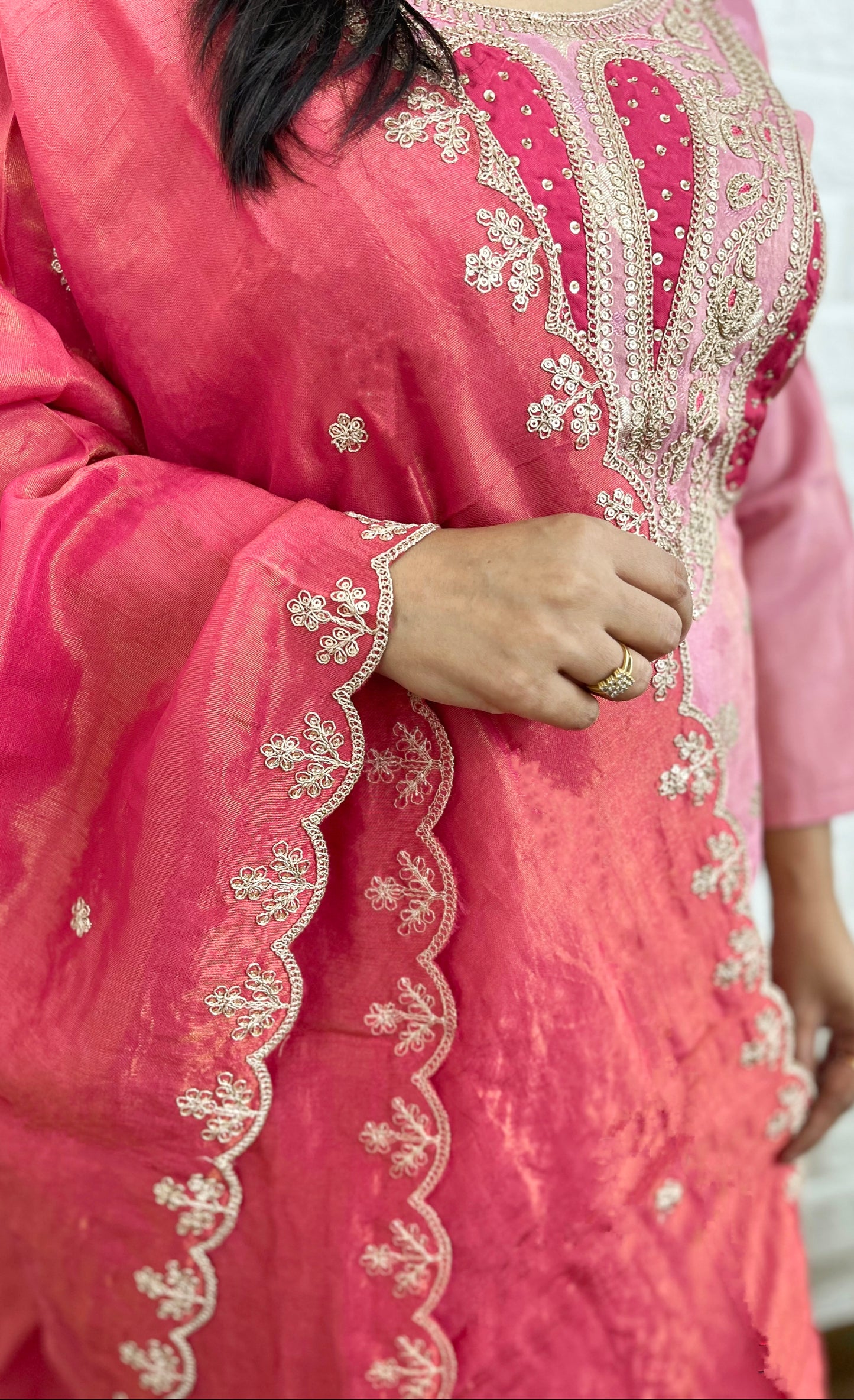 Pink Banarasi Suit Set