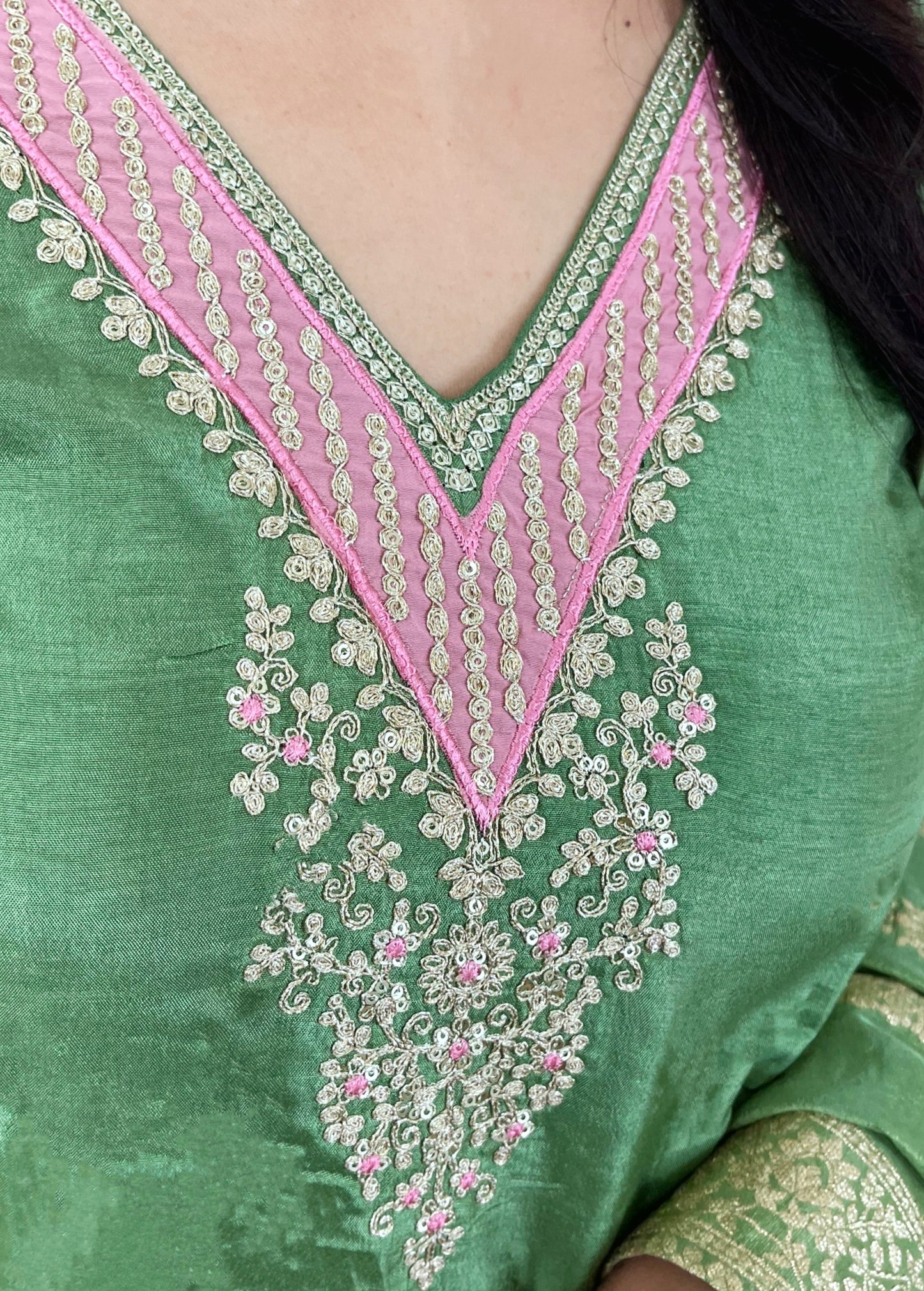 Green Silk Kurta Suit Set