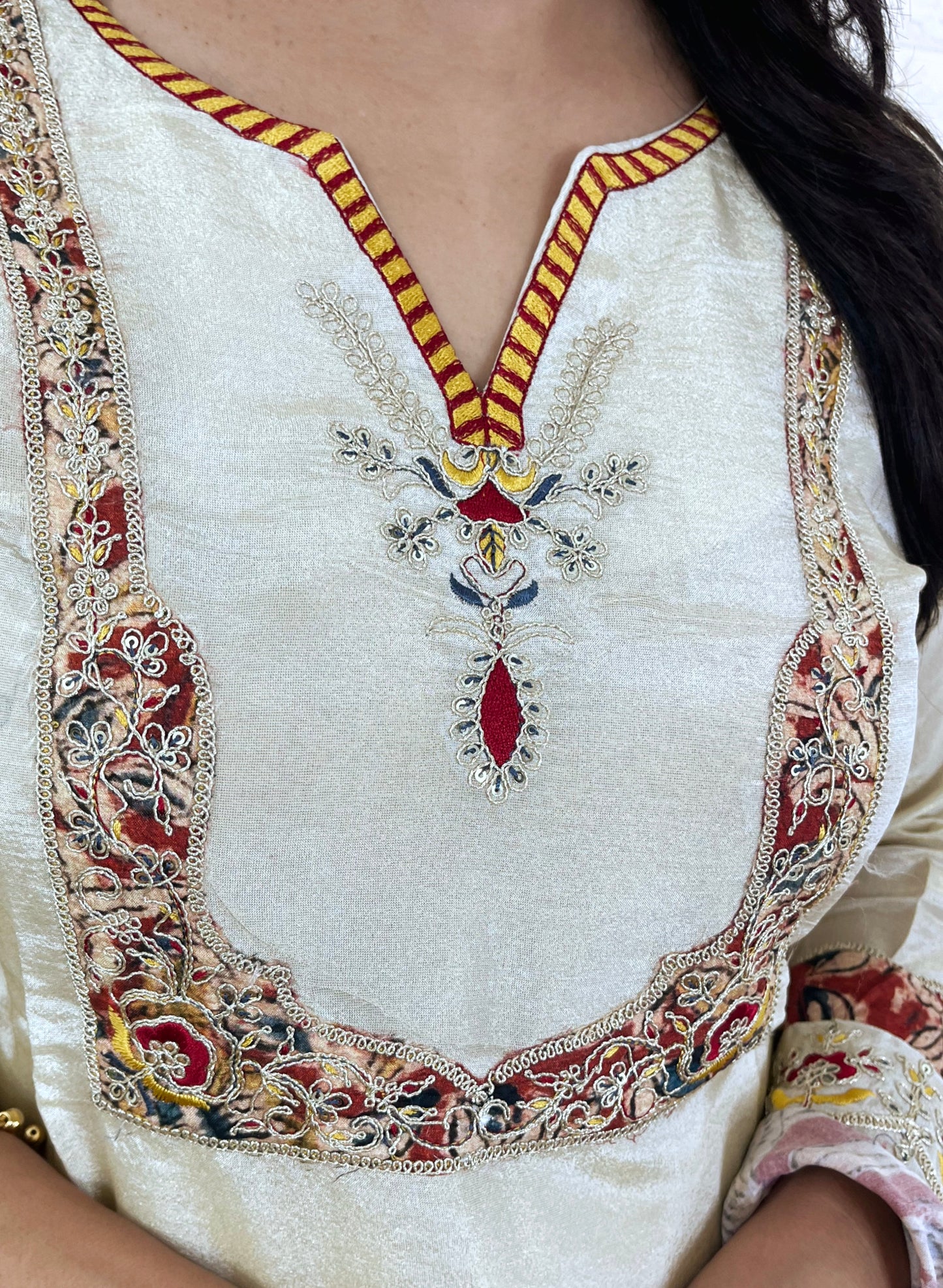 Off White Silk Suit Set