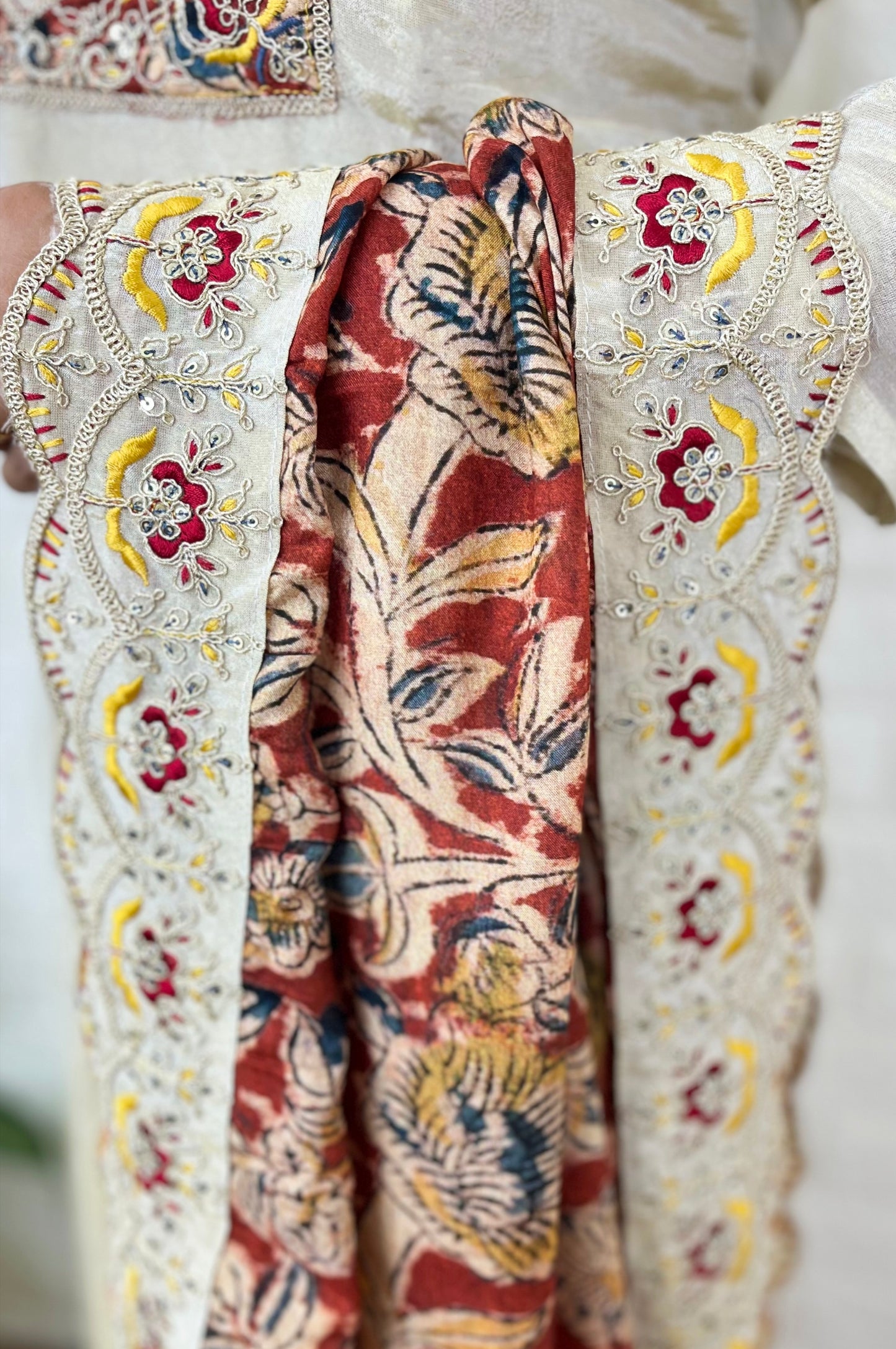 Off White Silk Suit Set