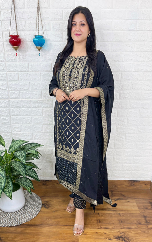 Black Banarasi Suit Set