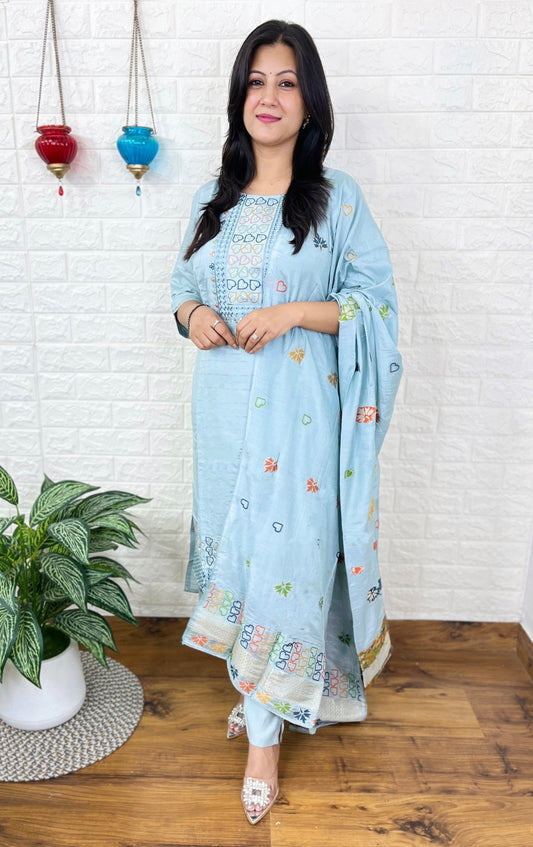 Muslin Thread Work Suit Set