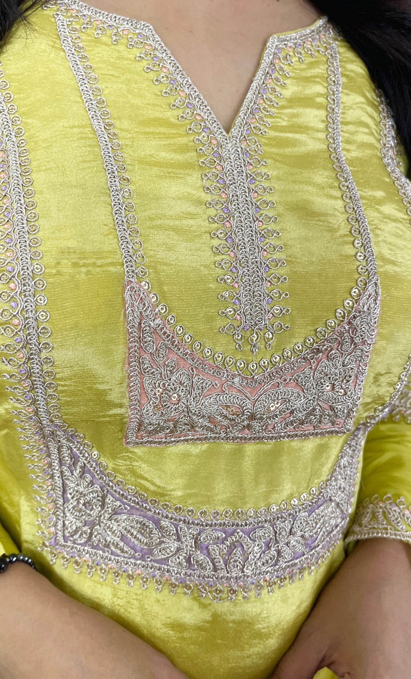 Yellow Thread-work Suit Set
