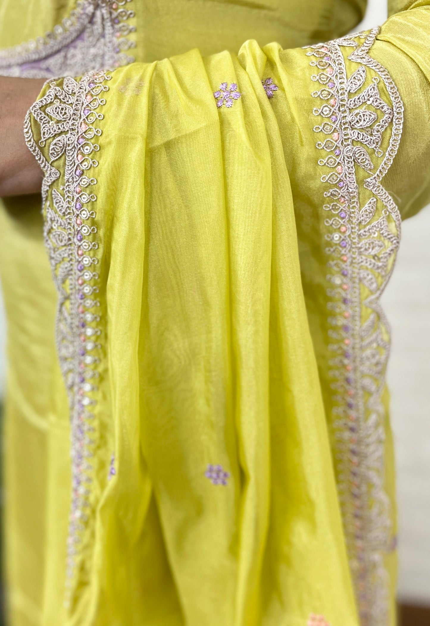 Yellow Thread-work Suit Set