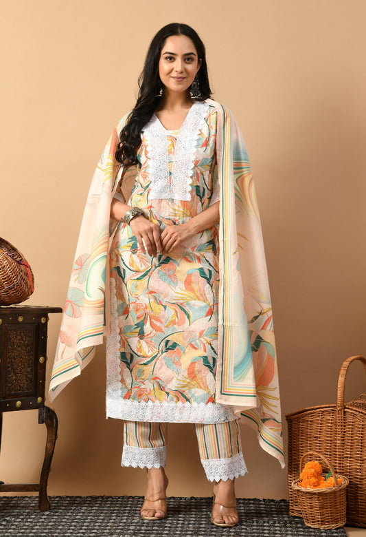 Yellow Multi Color Kurta Set