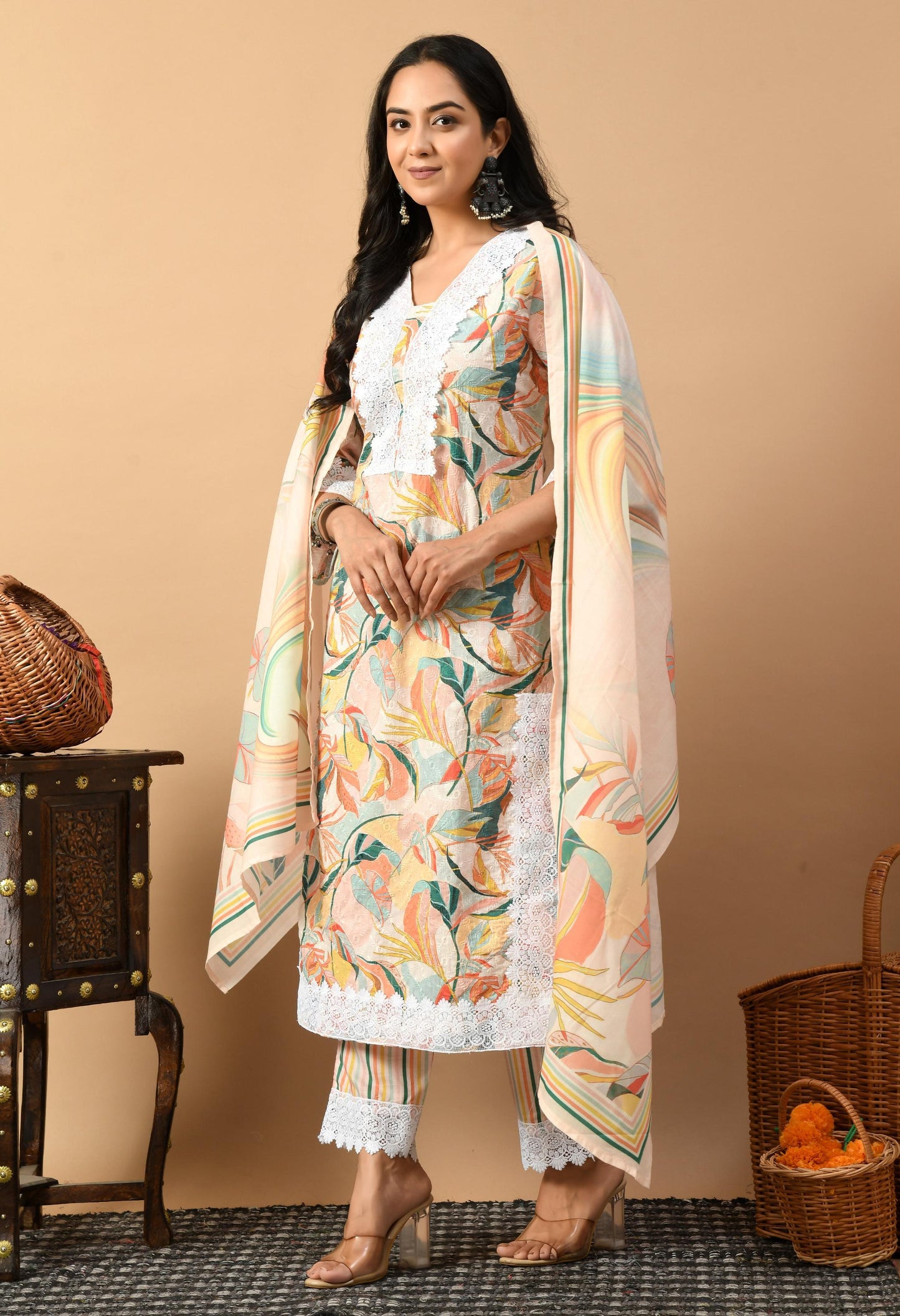 Yellow Multi Color Kurta Set
