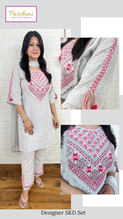 Plain Emboidered Suit Set