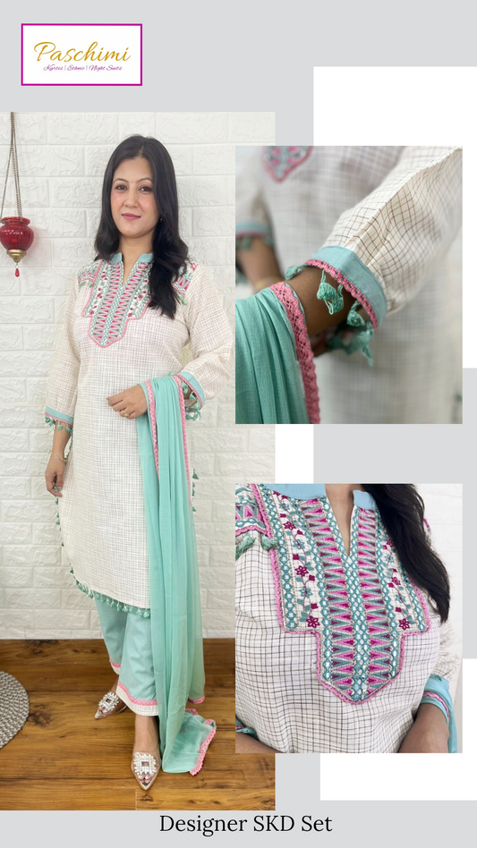 Plain Emboidered Suit Set