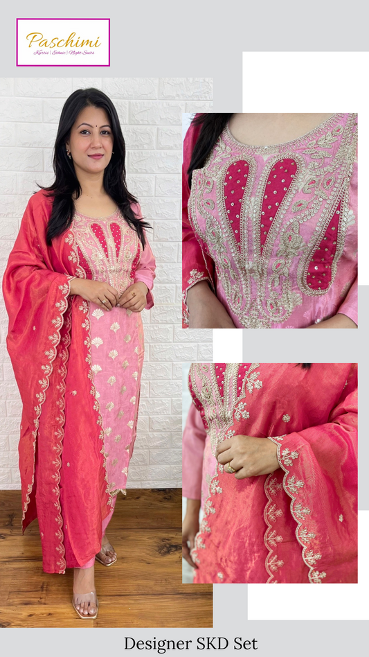 Pink Banarasi Suit Set