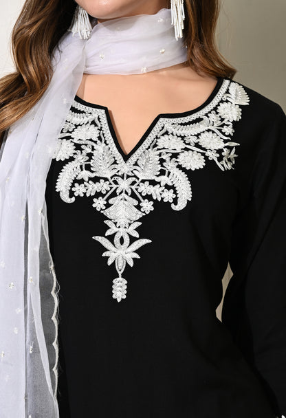 Black Rayon Kurta Suit Set