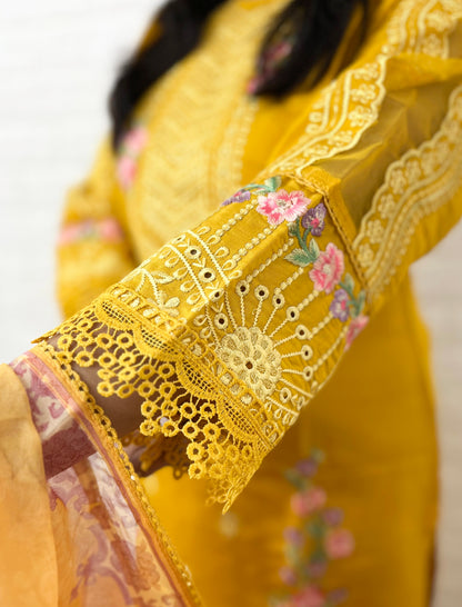 Yellow Silk Straight Suit Set
