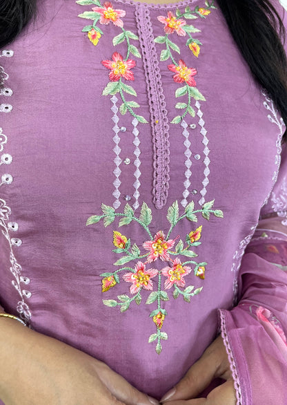 Muave Straight Kurta Suit Set