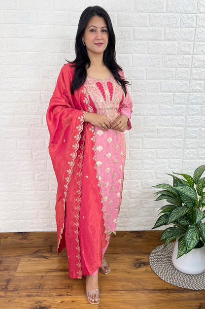 Pink Banarasi Suit Set