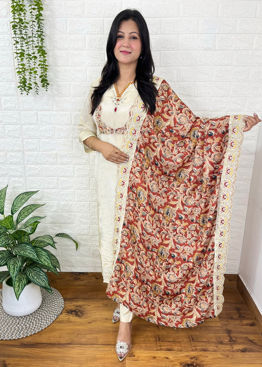 Off White Silk Suit Set