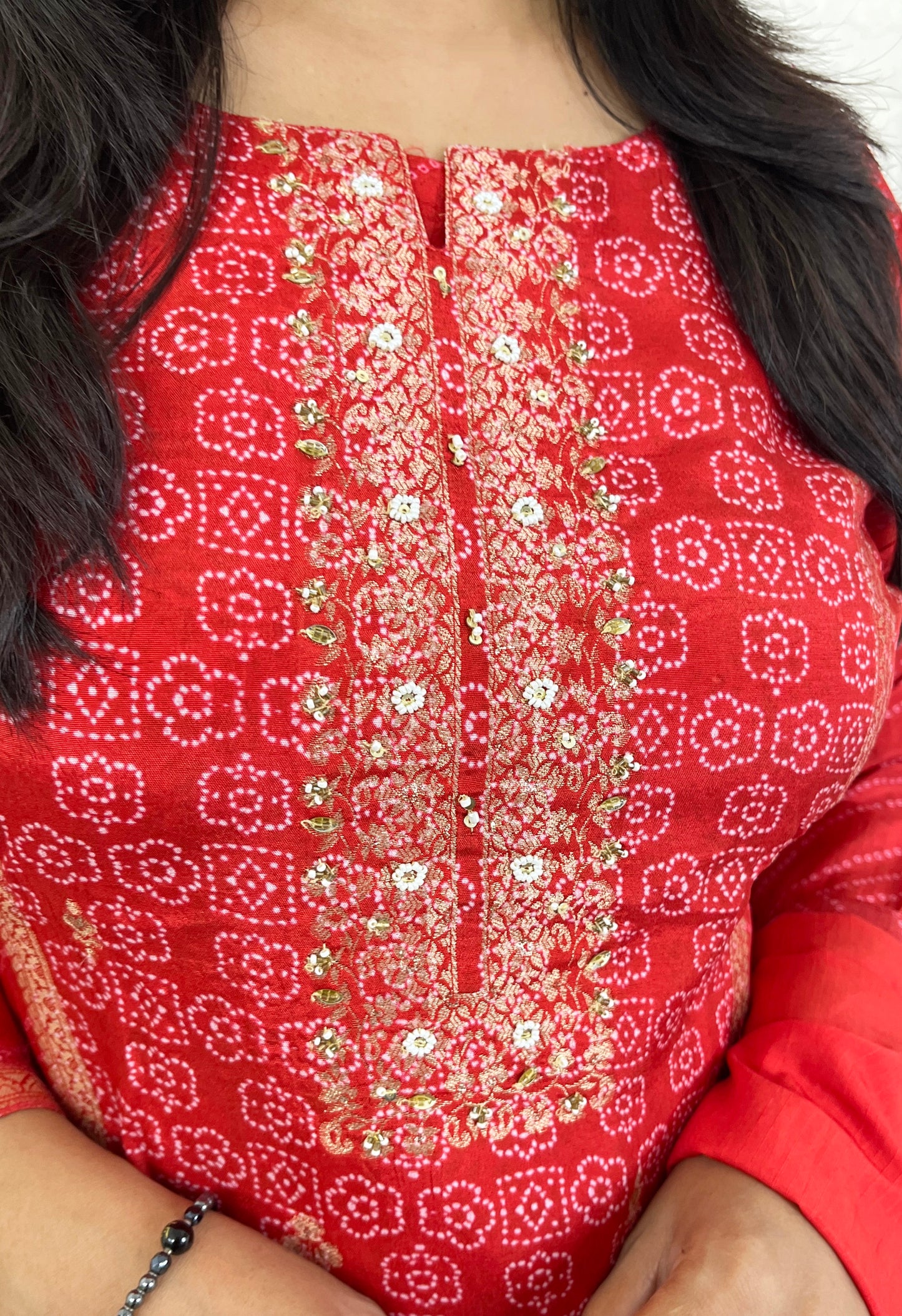 Red Banarasi Kurta Suit Set