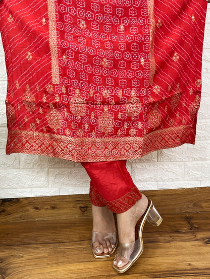 Red Banarasi Kurta Suit Set
