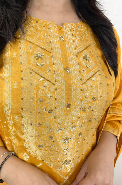 Yellow Banarasi Suit Set
